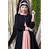Collared Casual abaya - Black-Peach color